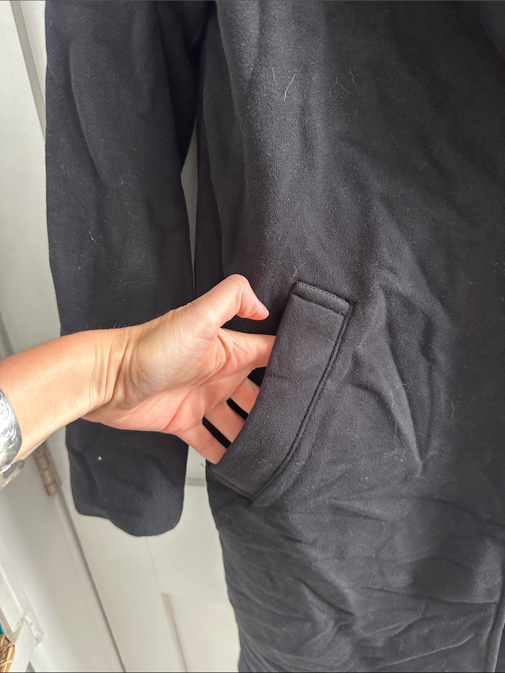 ALO Yoga Black Long Quilted Trench Coat - Picture 3 of 5